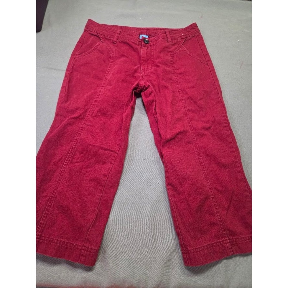 OP Womens Red Wide Leg Cropped Pants Size 4 Casual Cotton Twill Trousers